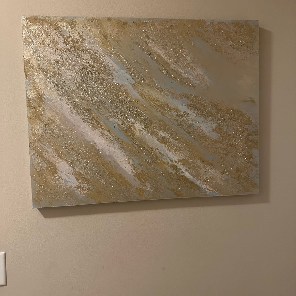 Kirklands Abstract Gold and Cream Wall Art